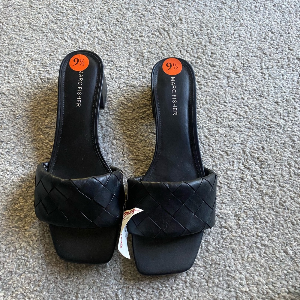 Marc Fisher Woven Black Sandals